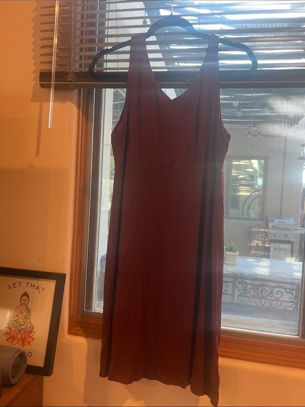 Athleta 12P Sleeveless V-Neck Midi Dress in Deep Rust